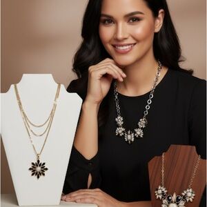 Elegant Gold and Silver Floral Necklace